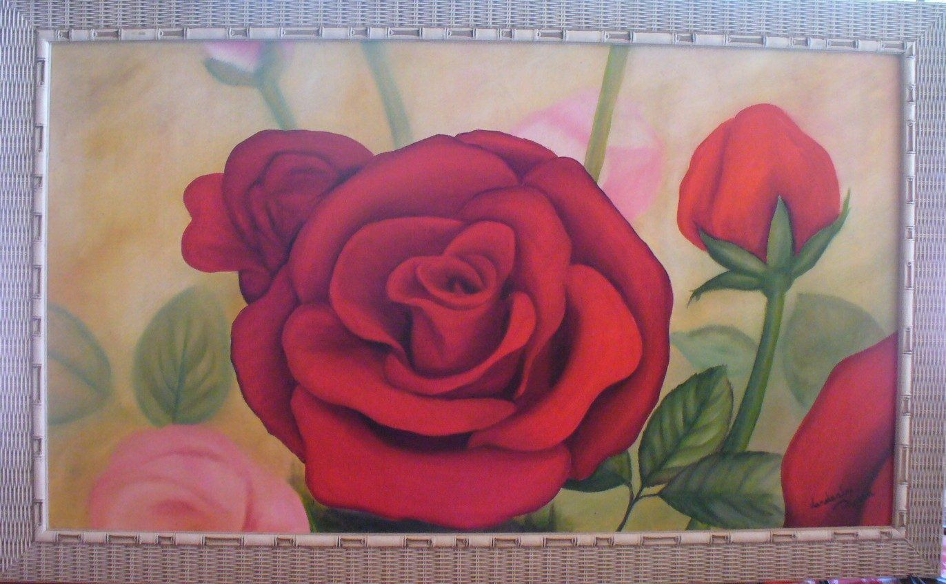 Pintura de rosas vermelhas